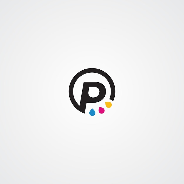 Letter P Printing Logo Vector Template