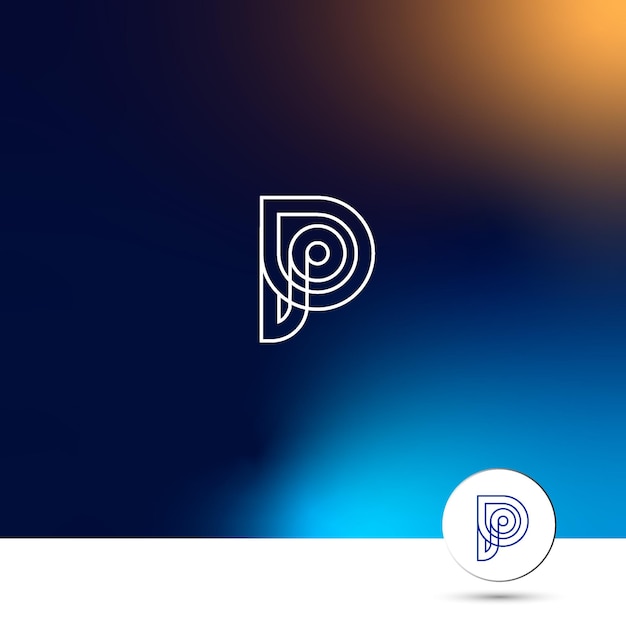 Letter P stoke logo design concept, Gradient Background