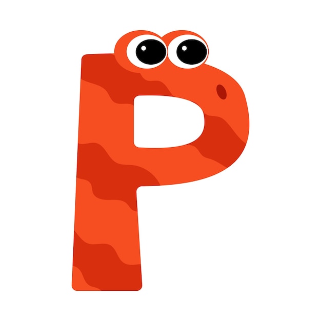 The letter P. Symbol from the monster alphabet. Isolated on white background. Vector illustration.