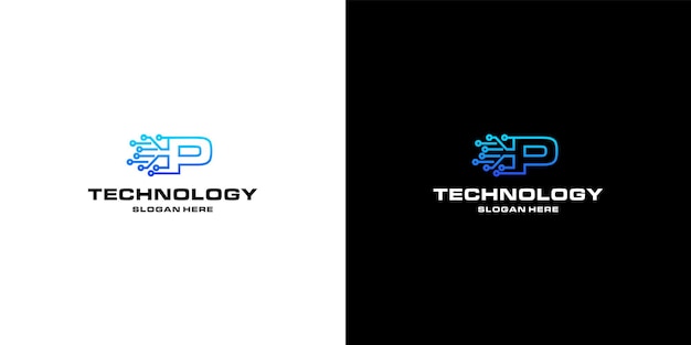 Letter p technology NFTs logo design