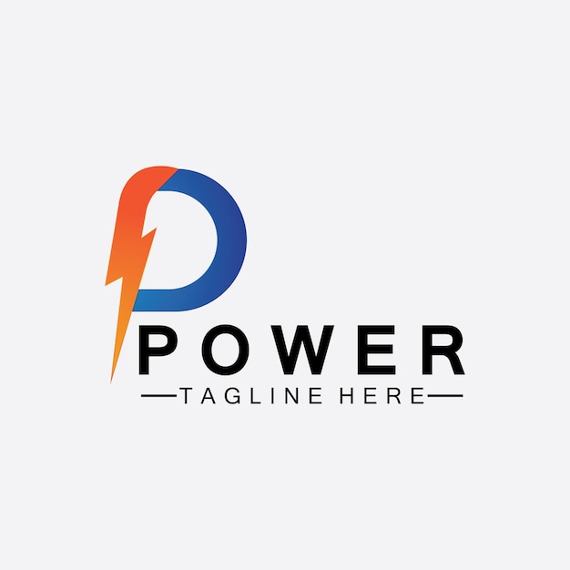 Letter P thunder power logo vector illustration design