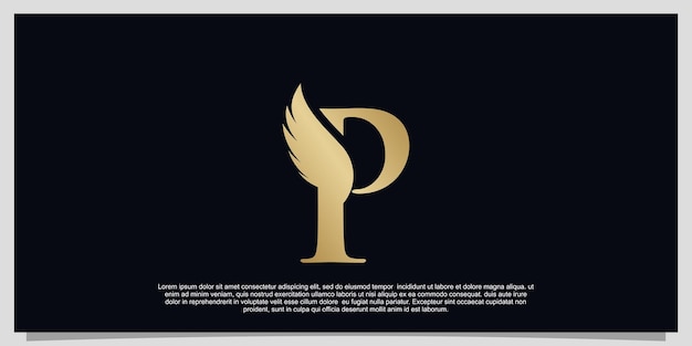 Letter P wings logo design simple concept Premium Vector