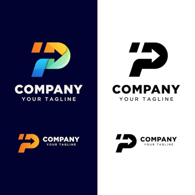 Vector letter p with arrow logo for your busines. fast delivery logo. transport logistic logo template