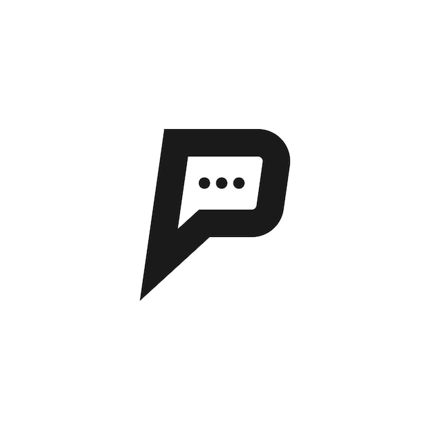 Letter P with bubble chat icon symbol logo design vector illustration for consulting company