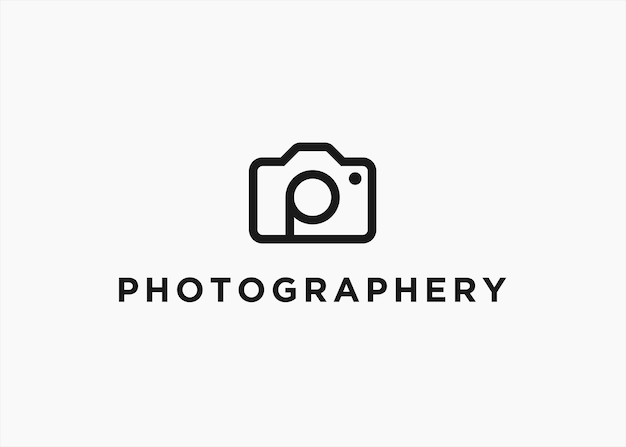 letter p with camera logo design vector illustration on white background