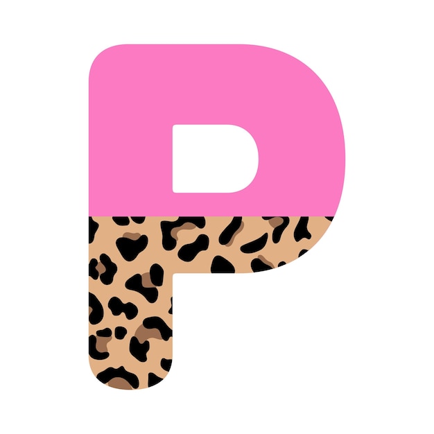 Letter P with Half Leopard Print Colorful Animal Print Monogram