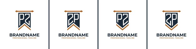 Letter PZ and ZP Pennant Flag Logo Set Represent Victory Suitable for any business with PZ or ZP initials