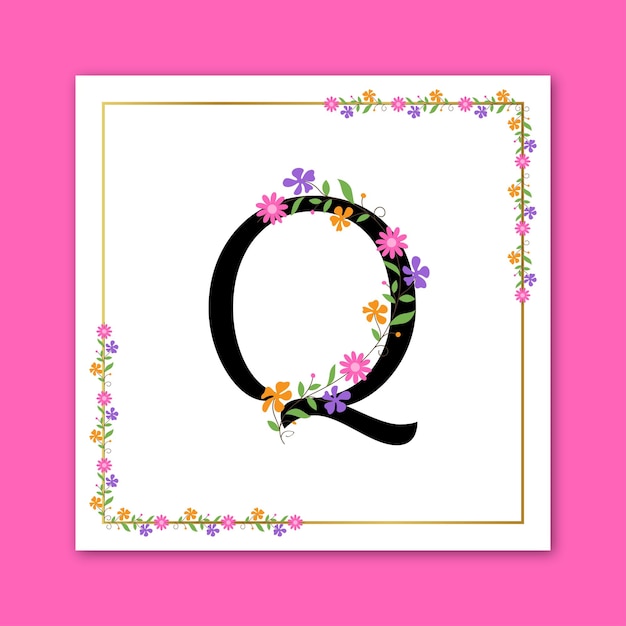 Letter Q Floral Decorative Logo Design