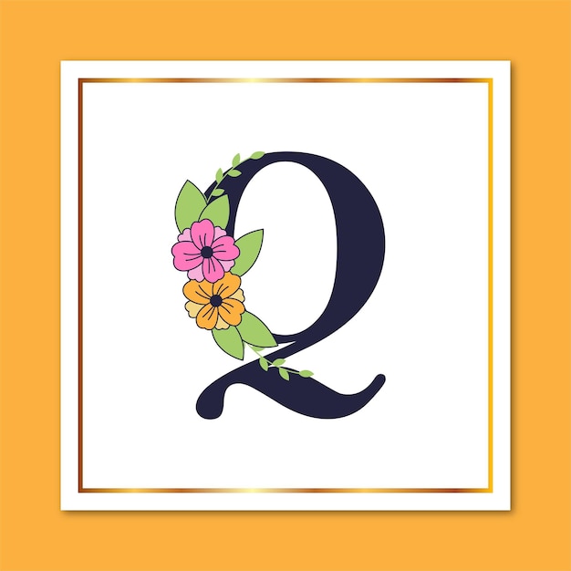 Letter Q Floral Elegant Decorative Logo