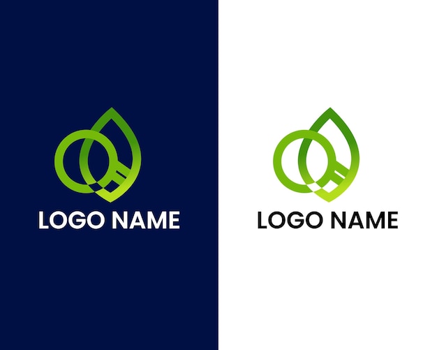 letter q and leaf modern logo design template