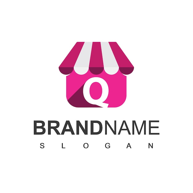 Letter Q store logo design Template, Online shop Symbol.