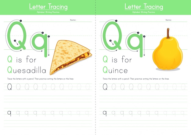 Letter Q Tracing Food Alphabet