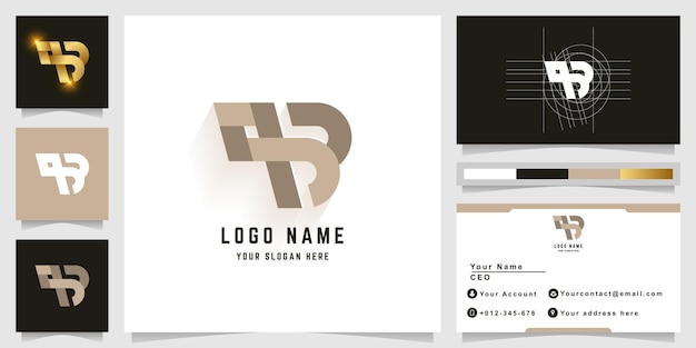 Letter qB or 9B monogram logo with business card design