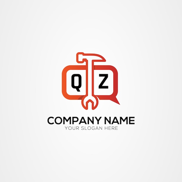 Letter QZ ZQ Creative Logo With Services Icon or Chat Logo Isolated Vector Illustration