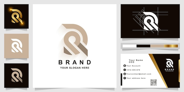 Letter R or DR monogram logo template with business card design