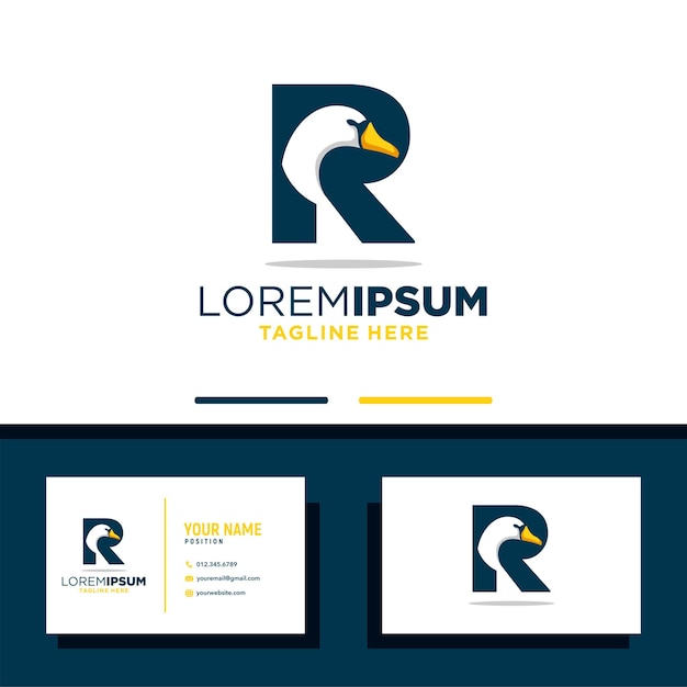 Letter R Duck Logo Design Template Inspiration Vector Illustration