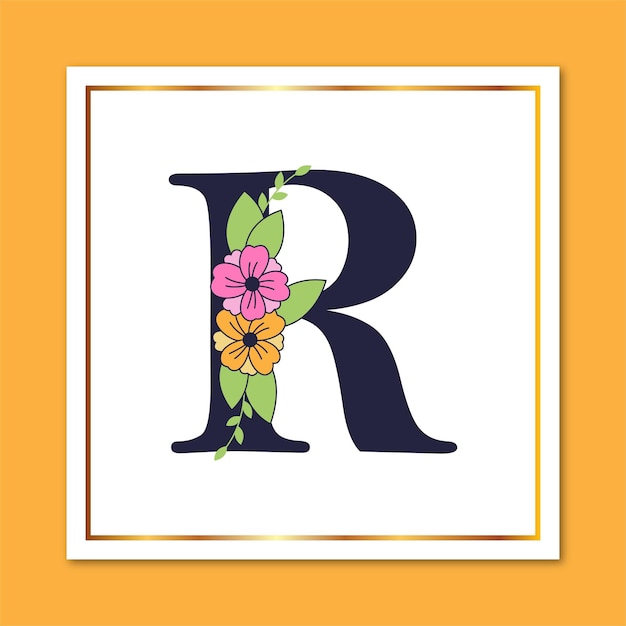 Letter R Floral Elegant Decorative Logo