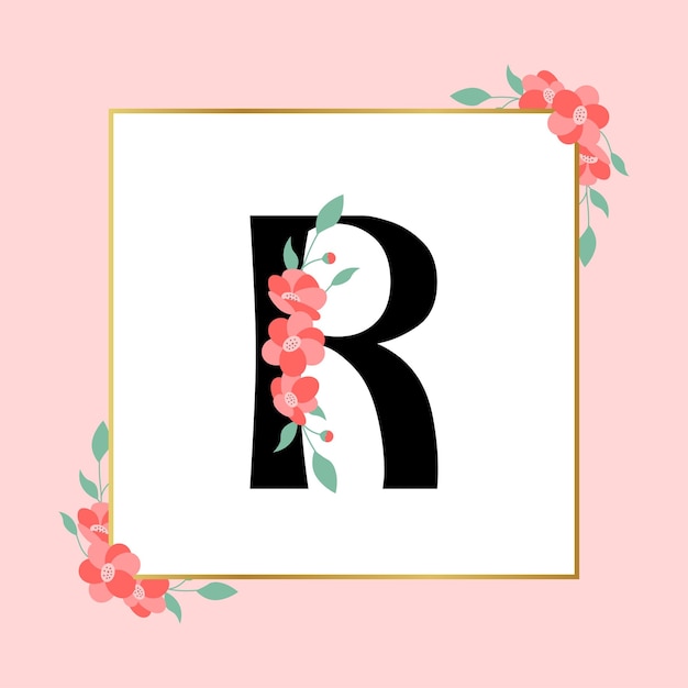 Letter R floral Feminine Logo