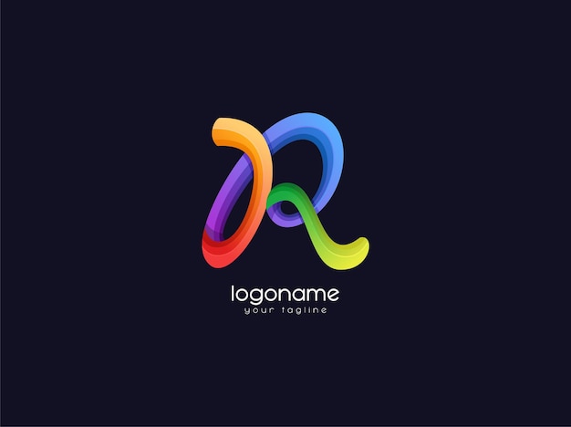 letter R gradient logo design template