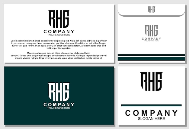 Letter R H G monogram logo design with stationery template