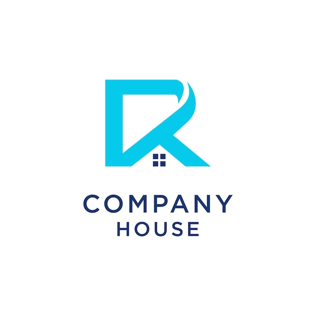 letter R and house roof logo vector