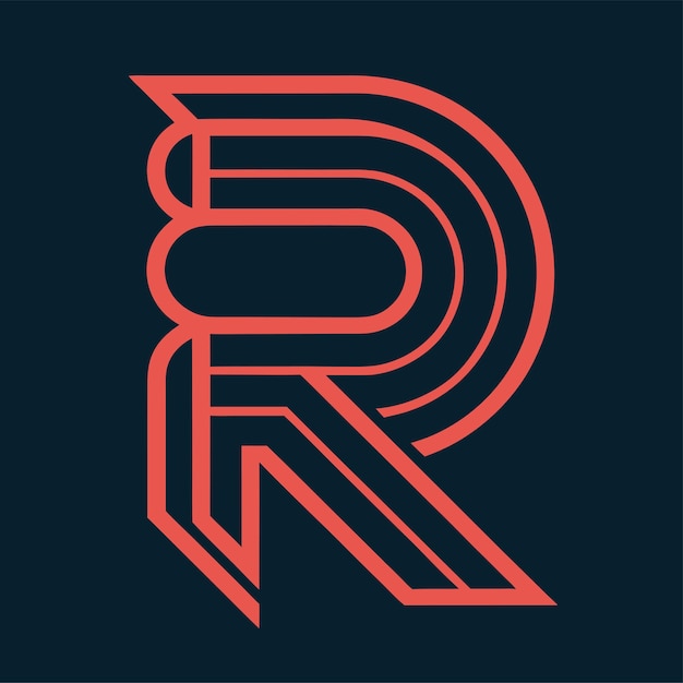 Vector letter r line art logo design vector art and illustration