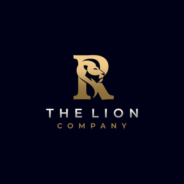 Letter R Lion Head Elegant Luxury Logo Design Vector