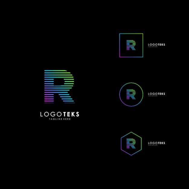 Letter R logo icon design template elements