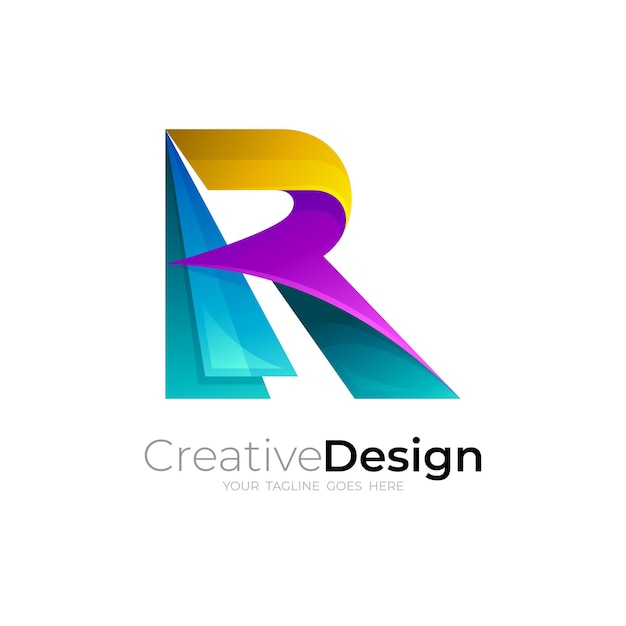 Letter R logo with simple style design vector colorful