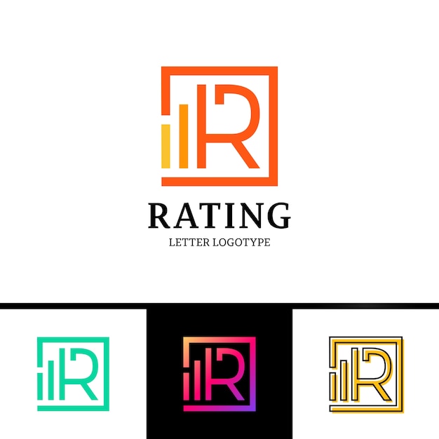 Letter R logotype with rate top line