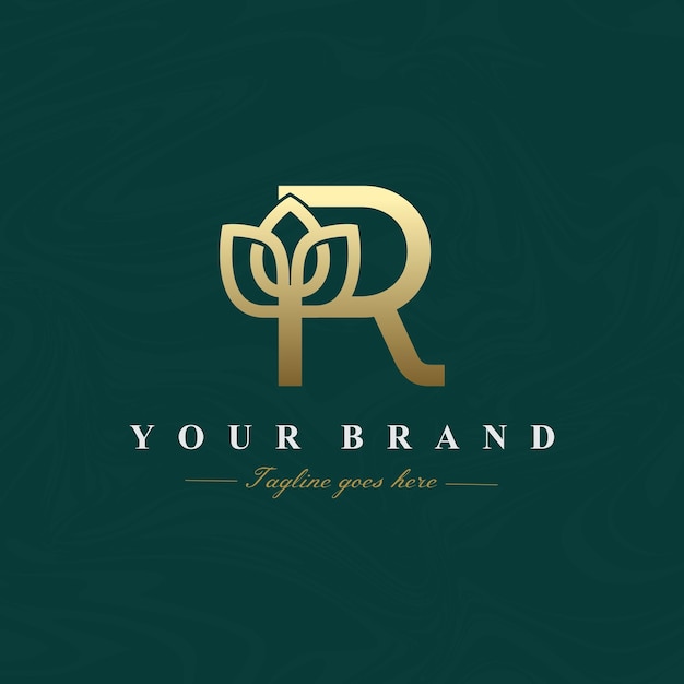 Letter R Lotus Flower Logo Design