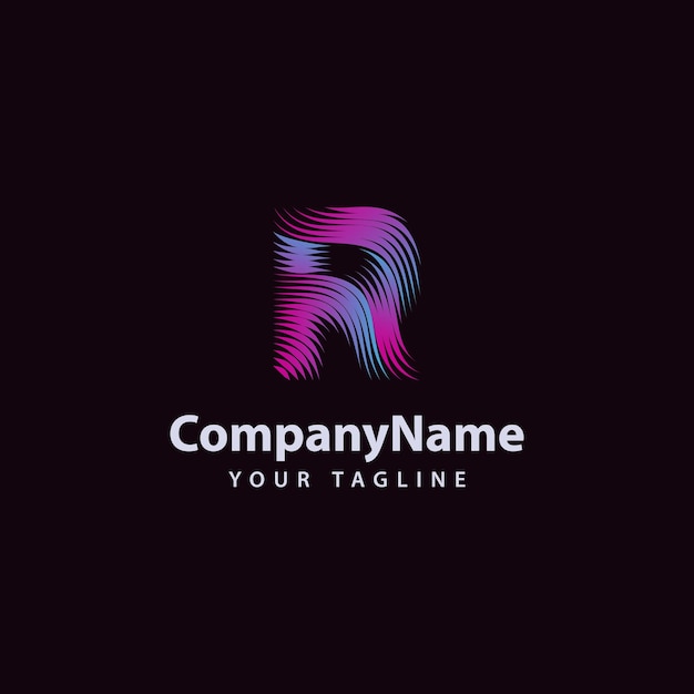 Letter R modern Wave line Logo design template