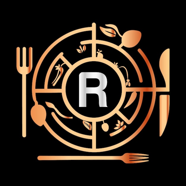 Letter R Monogram design food service vector logo design template