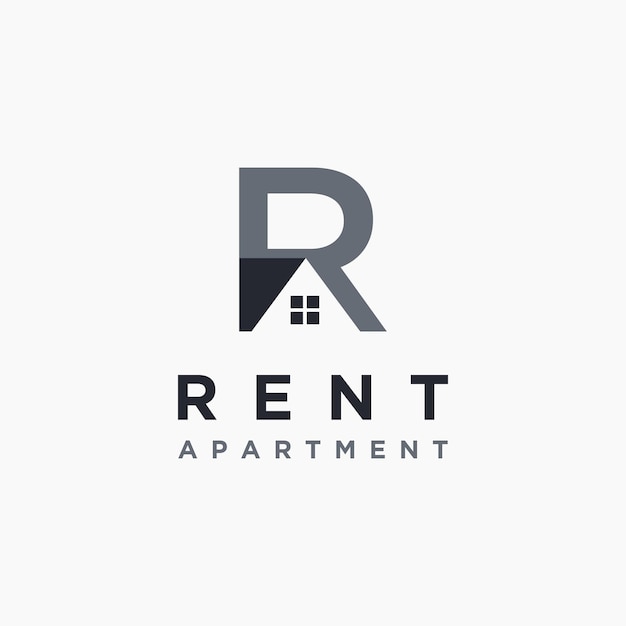 Letter R for rent property logo icon vector template on white background