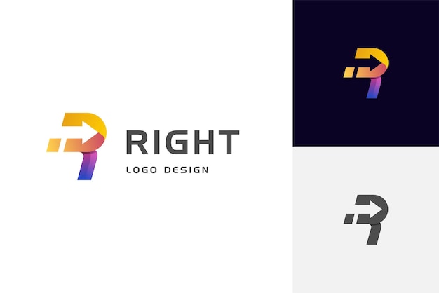 letter R right arrow logo with vector Arrow symbol logo designs concept