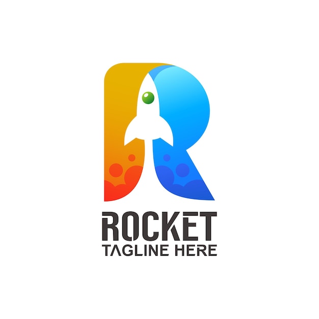 Letter r rocket logo design