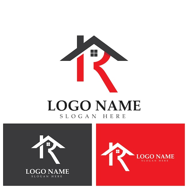 Letter R and roof logo vector