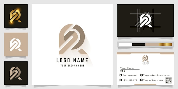 Letter R or SR monogram logo with business card design