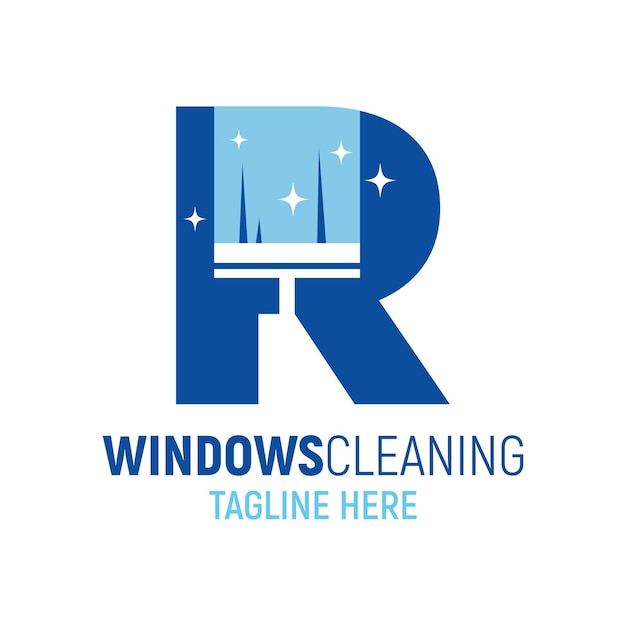 Letter R Window Cleaning Logo Design Template Inspiration, Vector Illustration.