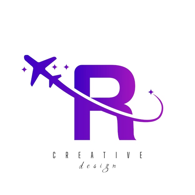 Letter R With Air Travel Logo Design Template