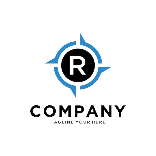 letter R with Creative Compass Concept Logo Design Template Compass logo sign symbol