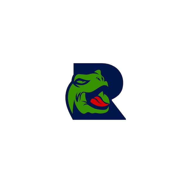 Letter r with dinosaur logo design inspiration