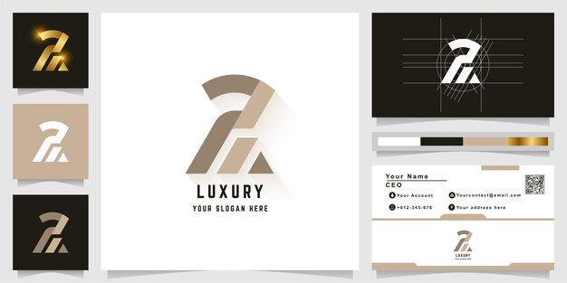 Letter R or Z monogram logo with business card design