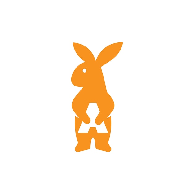 Letter A rabbit negative space logo icon vector template