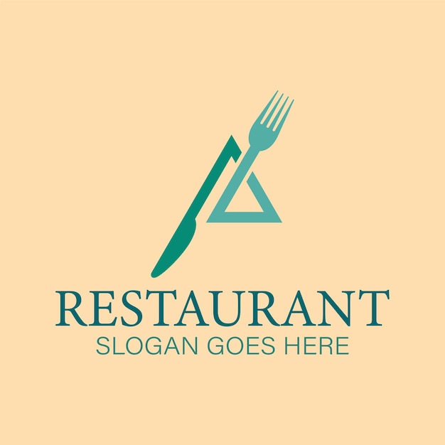 Letter A Restaurant Logo with Fork knife