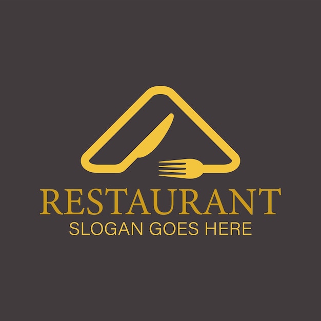 Letter A Restaurant Logo with Fork knife