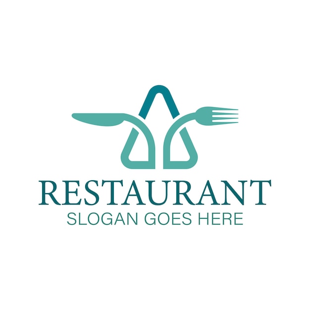 Letter A Restaurant Logo with Fork knife