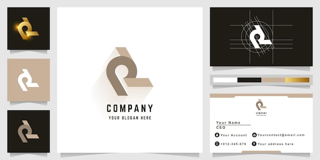 Letter RL or PL monogram logo with business card design