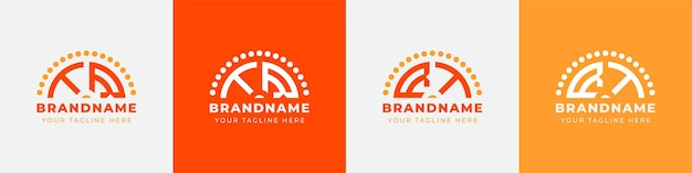 Letter RT and TR Sunrise Logo Set suitable for any business with RT or TR initials