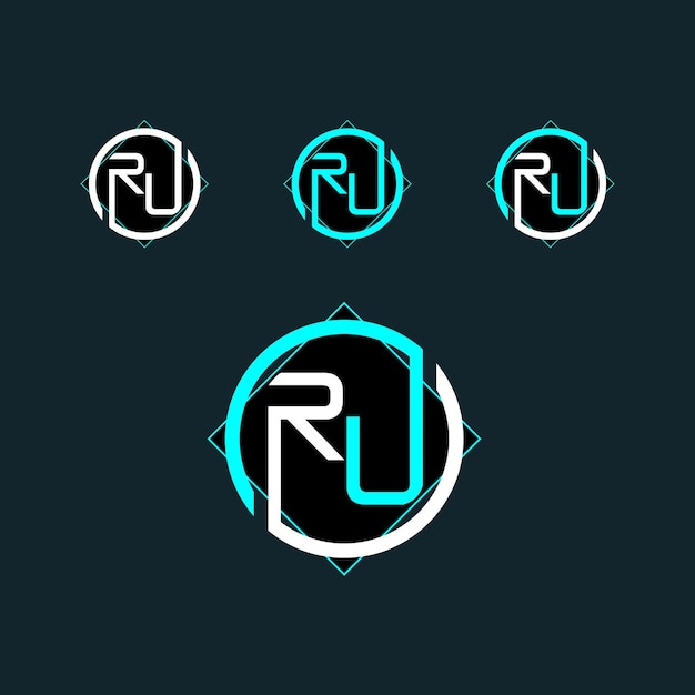 Letter RU or UR logo design with modern shape